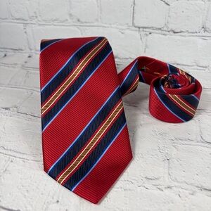 Robert Talbott California Best Of Class Red Striped Silk Tie Hand Made In Italy
